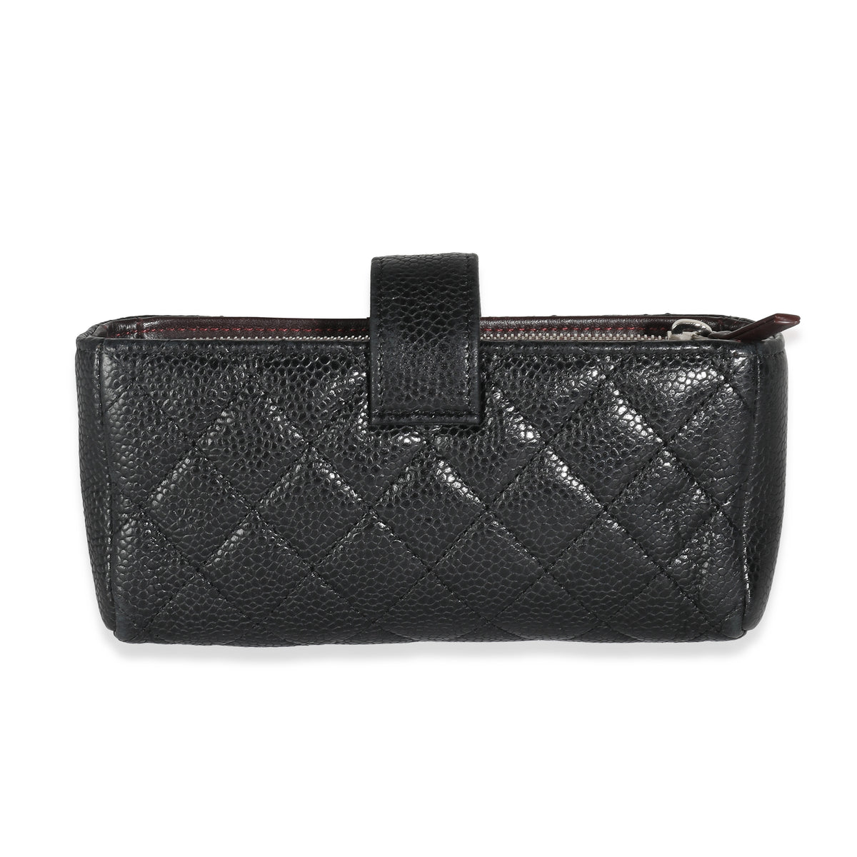 Black Quilted Caviar CC Phone Pouch