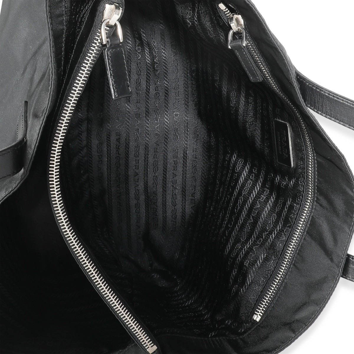 Black Nylon Logo Tote