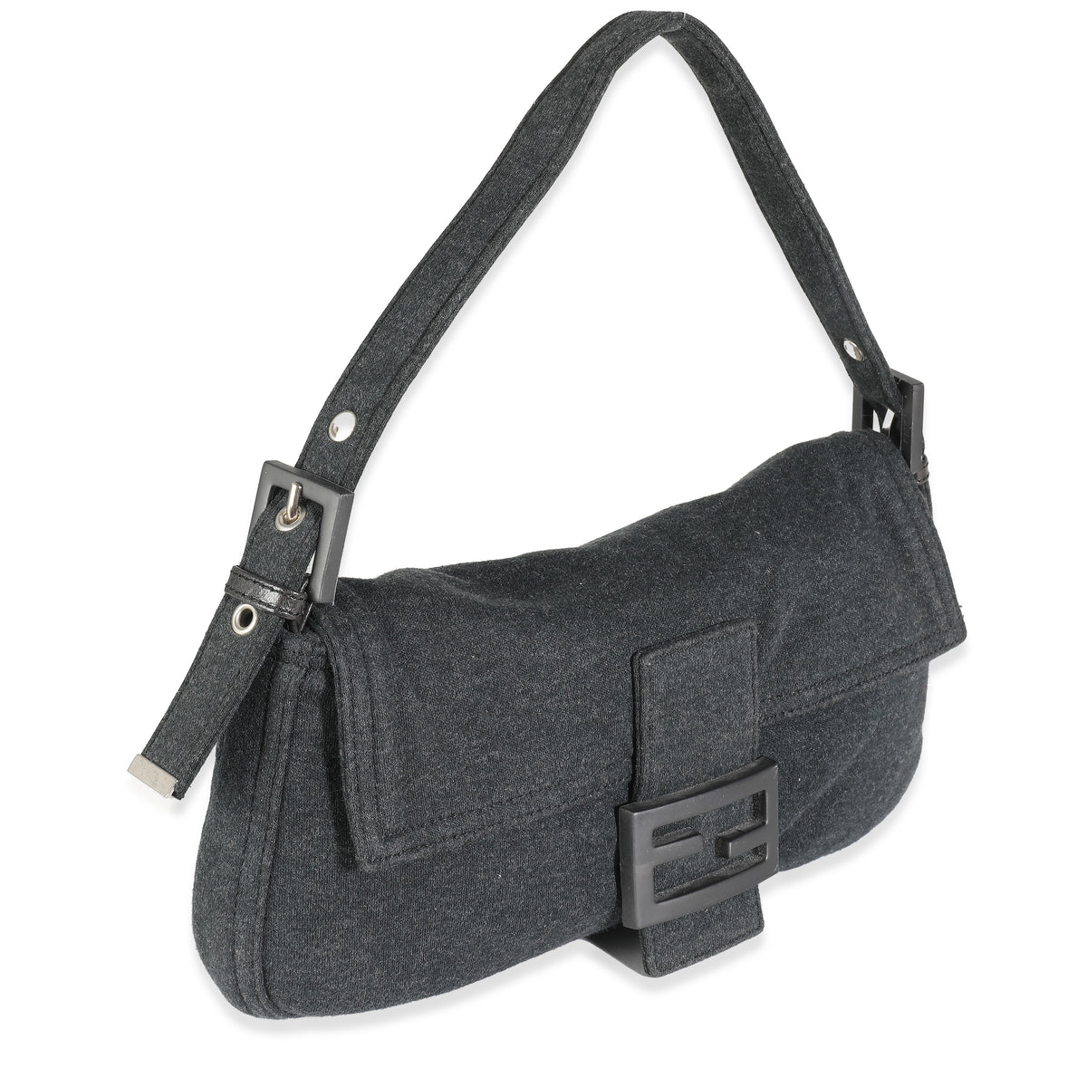 Grey Jersey Medium Baguette Bag