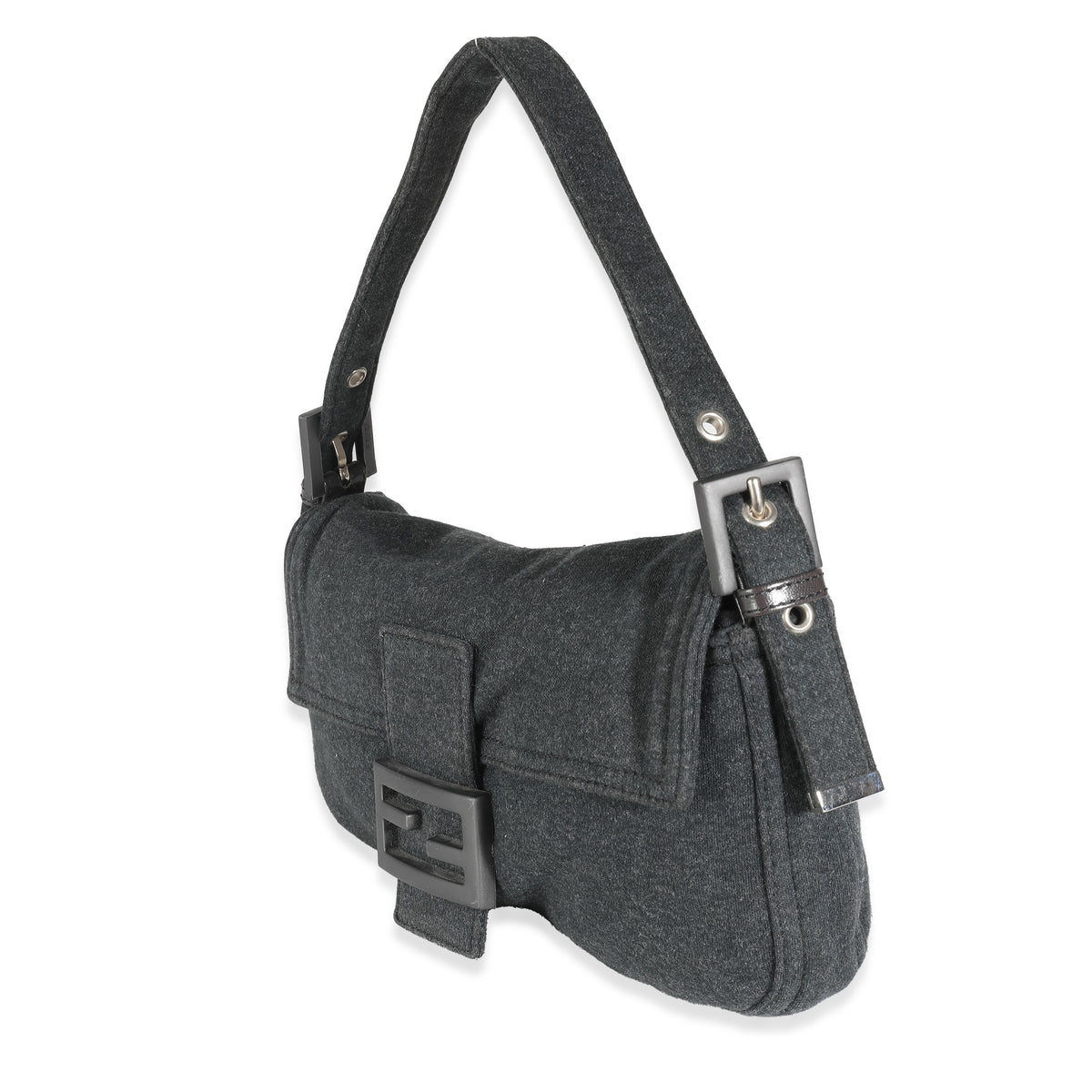 Grey Jersey Medium Baguette Bag