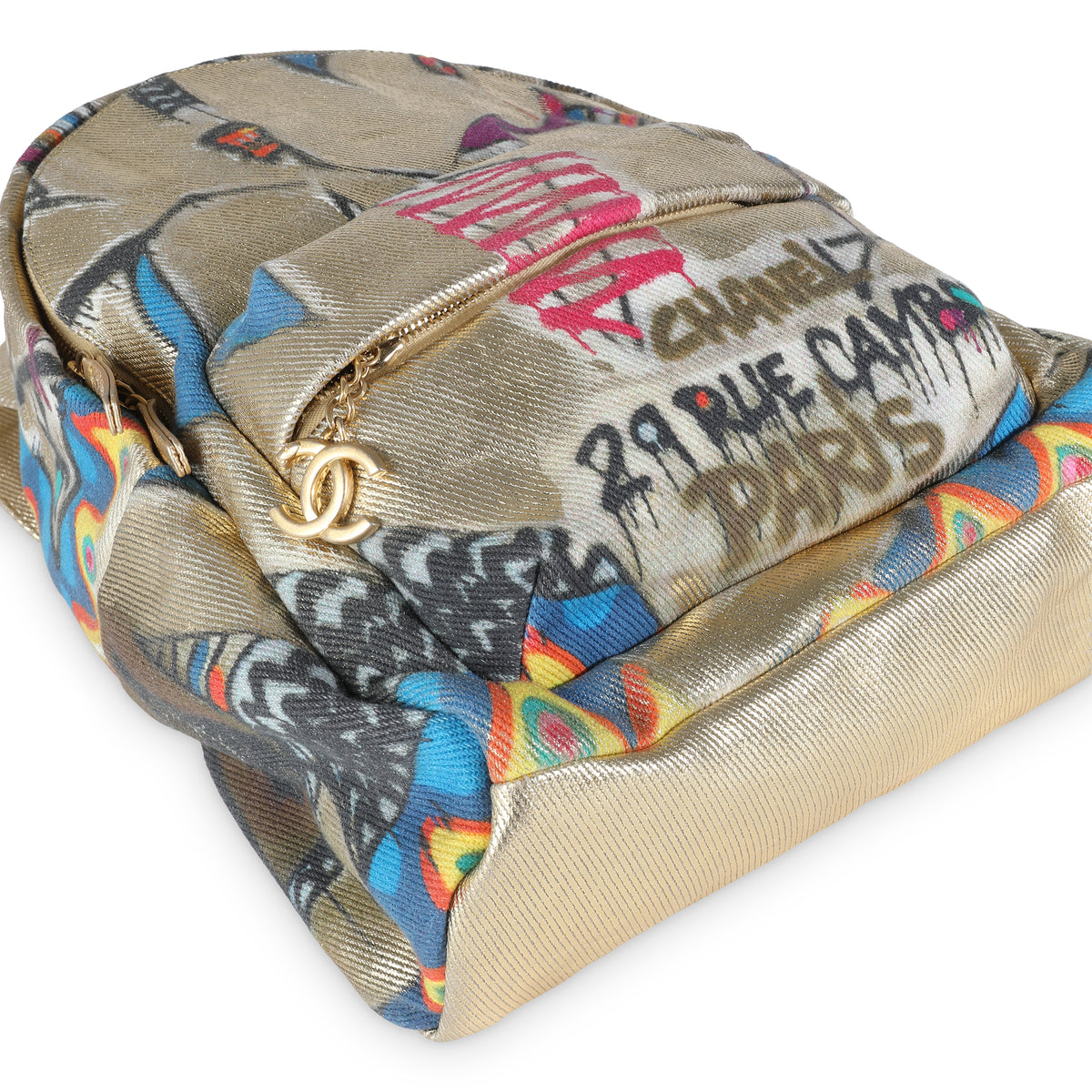 Gold Multicolor Graffiti Canvas Street Spirit Backpack