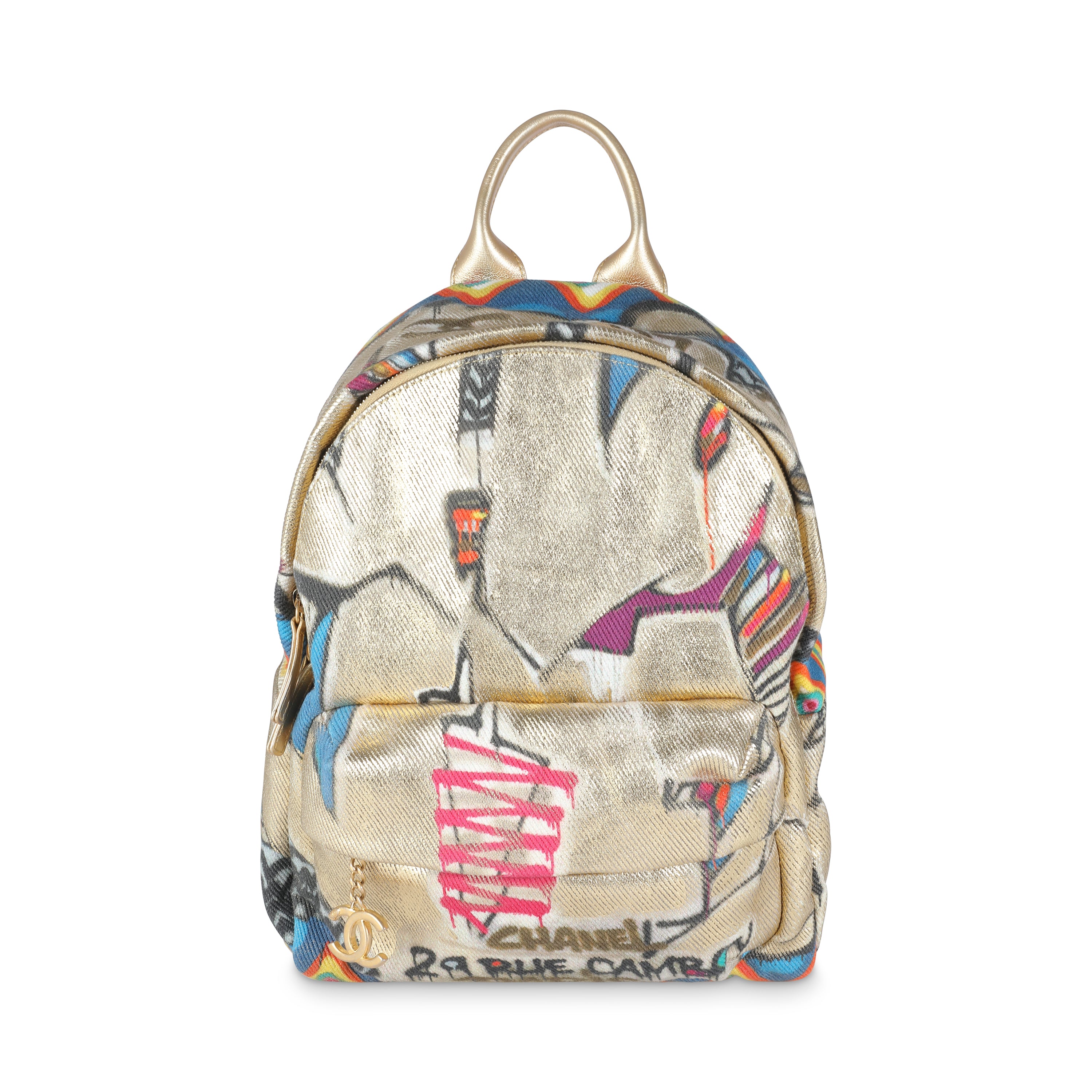 CHANEL Graffiti Street Spirit Printed Backpack Chanel Gold Graffiti Canvas Backpack – Consign of the Times ™ main image 4
