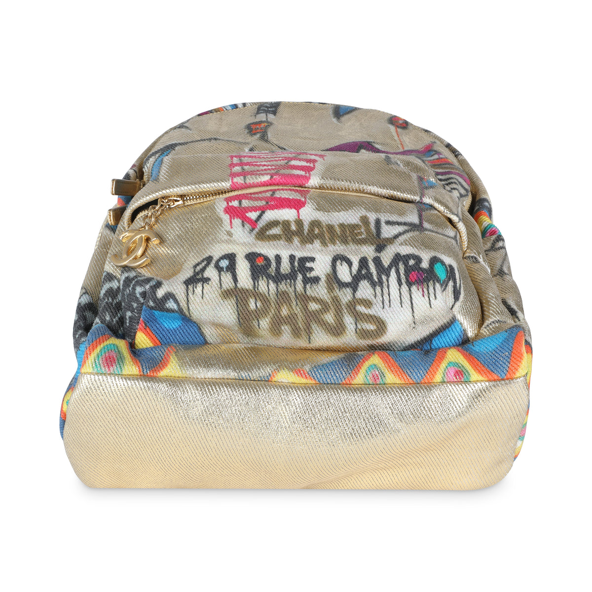 Gold Multicolor Graffiti Canvas Street Spirit Backpack