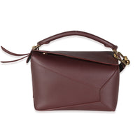 Dark Burgundy Soft Grained Calfskin Small Puzzle Edge Bag