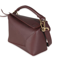 Dark Burgundy Soft Grained Calfskin Small Puzzle Edge Bag