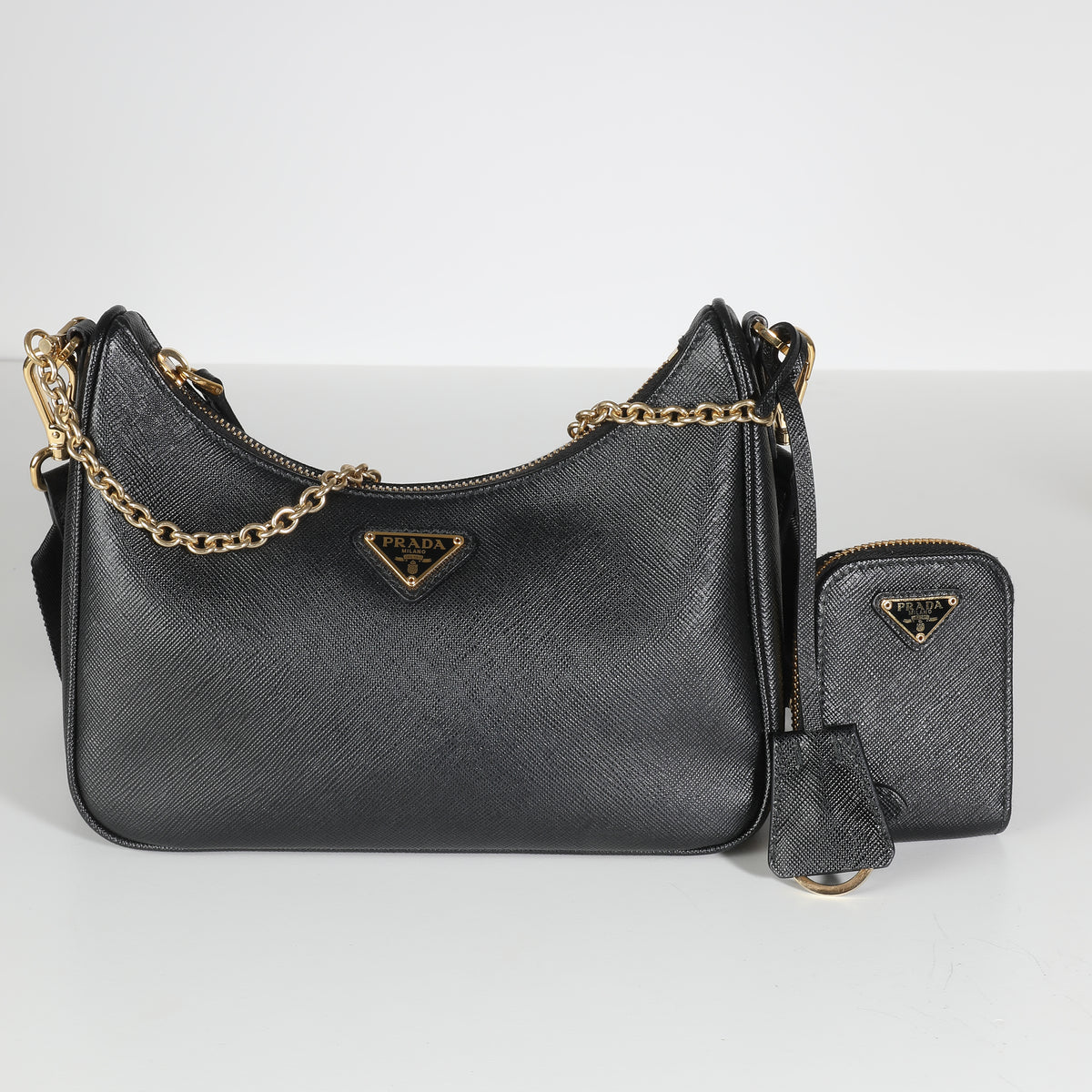 Black Saffiano Re-Edition 2005 Bag