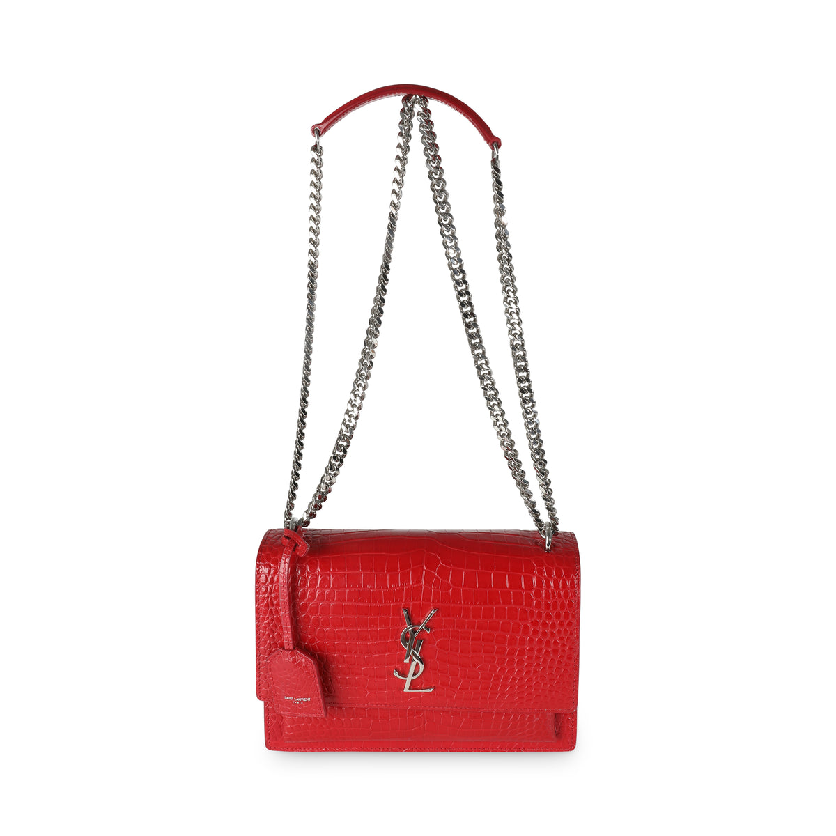 Rouge Eros Crocodile Embossed Calfskin Medium Sunset