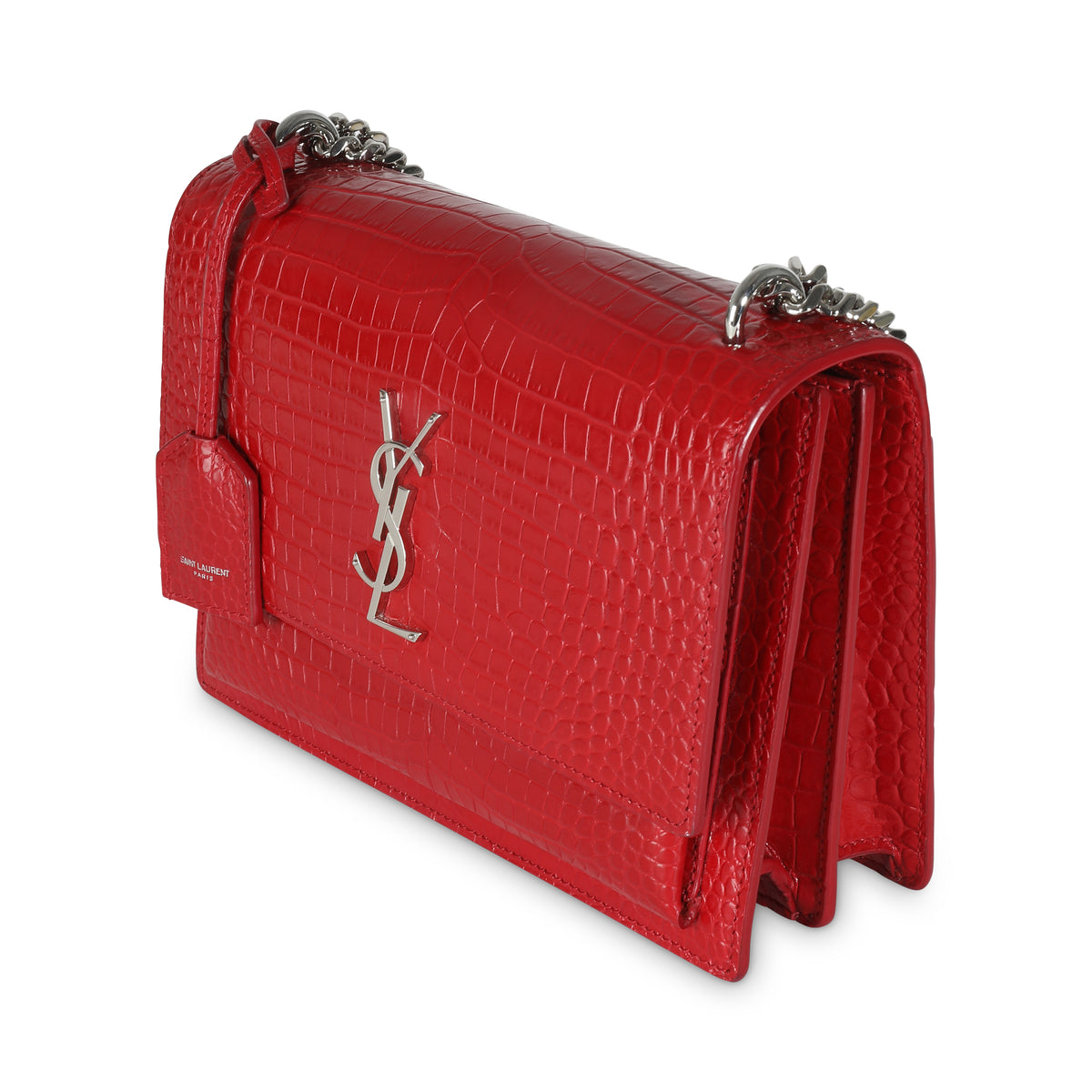 Rouge Eros Crocodile Embossed Calfskin Medium Sunset