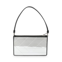 Black Brushed Calfskin Silver Triangle Mini Bag