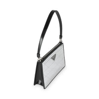 Black Brushed Calfskin Silver Triangle Mini Bag