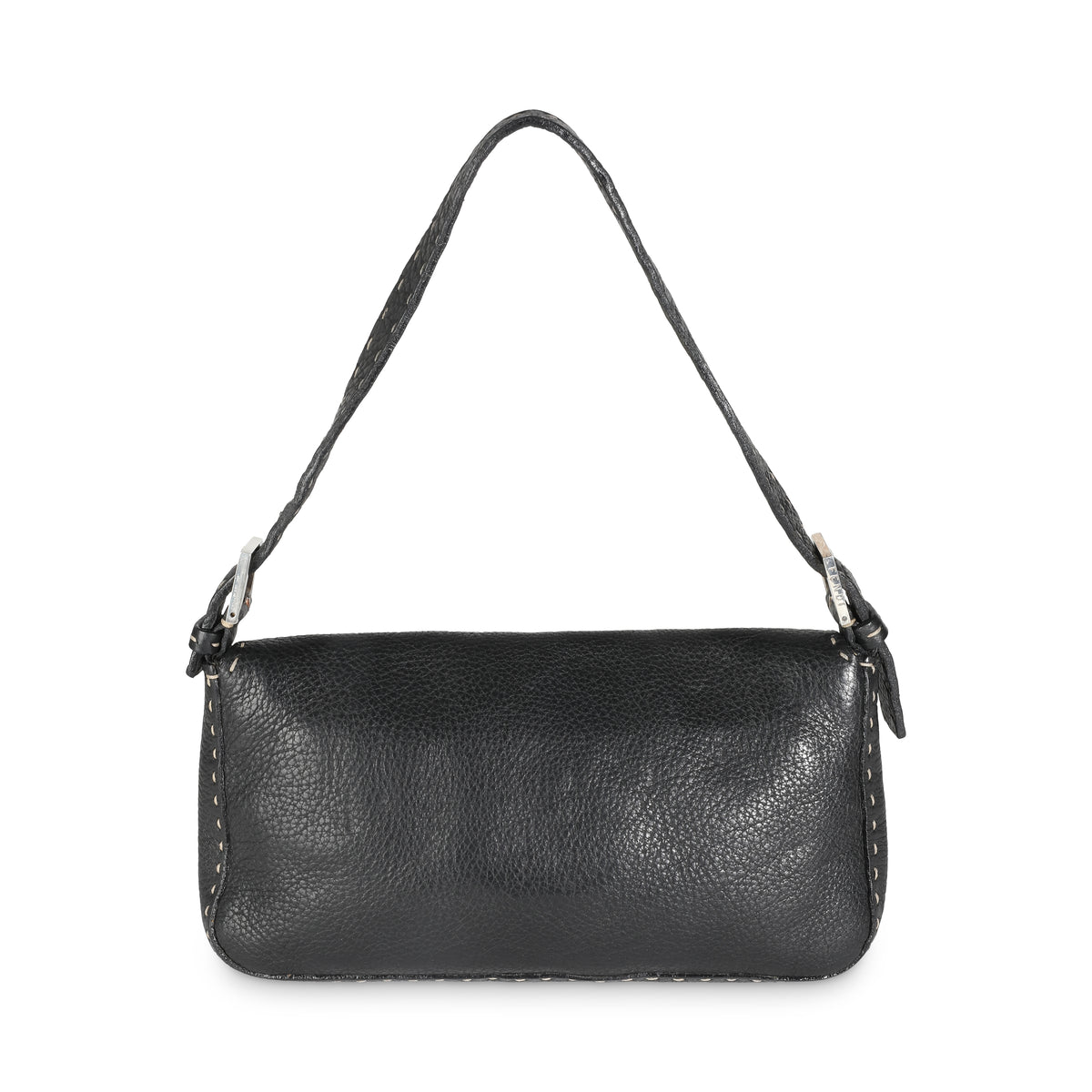 Black Calfskin Romano Selleria Baguette Bag