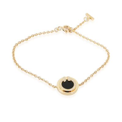 T Onyx Bracelet in 18k Yellow Gold 0.03 CTW