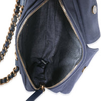 Navy Canvas Double Pocket Waist Bag