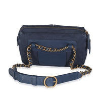 Navy Canvas Double Pocket Waist Bag