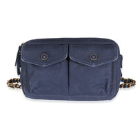 Navy Canvas Double Pocket Waist Bag