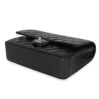 Black Quilted Caviar Medium Classic Double Flap Handbag