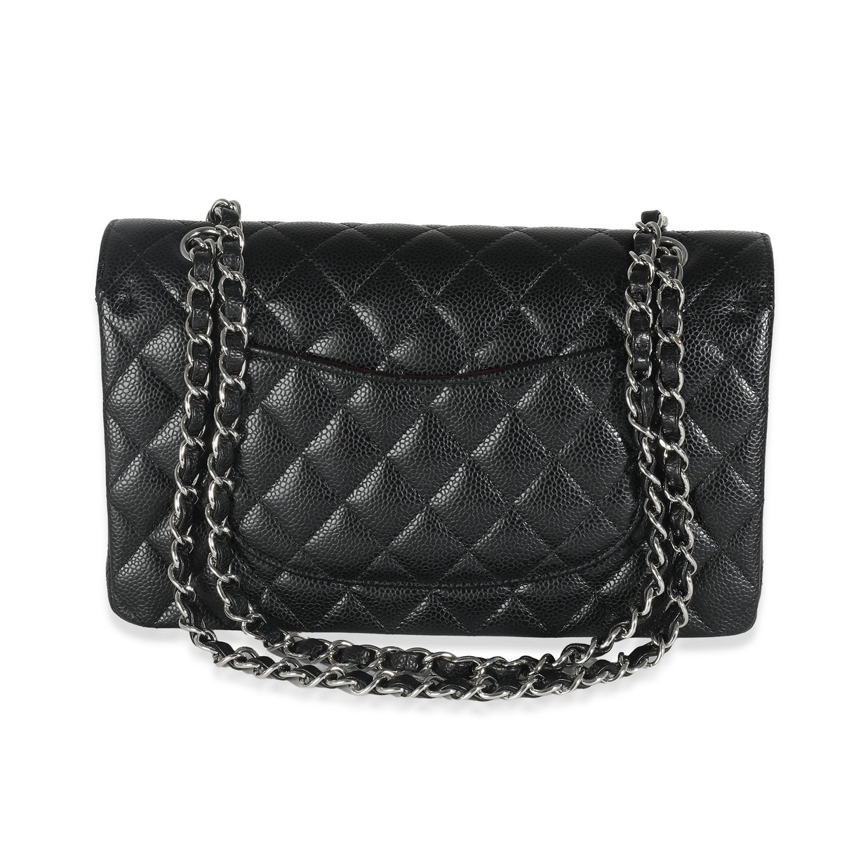 Black Quilted Caviar Medium Classic Double Flap Handbag