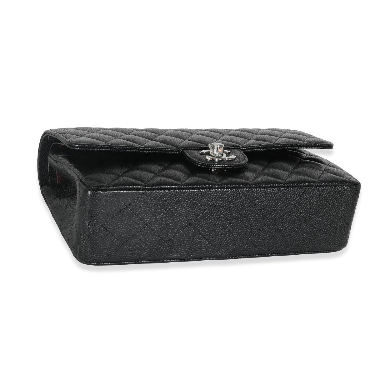 Black Quilted Caviar Medium Classic Double Flap Handbag