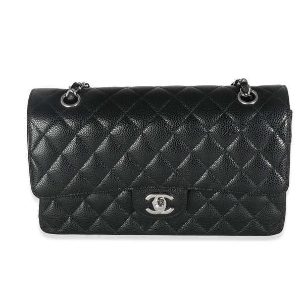 Black Quilted Medium Classic Double Flap Bag