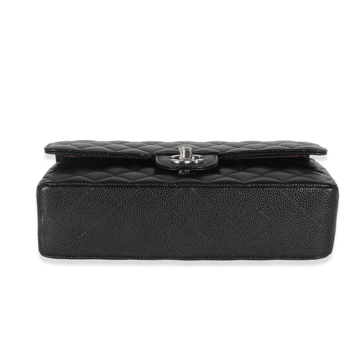 Black Quilted Caviar Medium Classic Double Flap Handbag