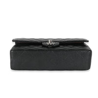 Black Quilted Caviar Medium Classic Double Flap Handbag