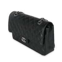 Black Quilted Caviar Medium Classic Double Flap Handbag