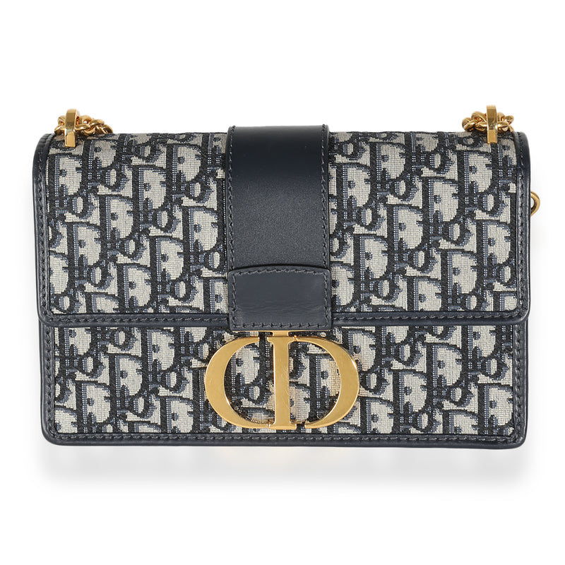 Navy Oblique Jacquard 30 Montaigne Chain Bag
