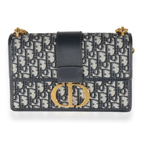 Navy Oblique Jacquard 30 Montaigne Chain Bag