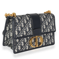 Navy Oblique Jacquard 30 Montaigne Chain Bag