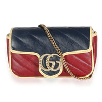 Tricolour Azalea Calfskin Diagonal Super Mini Torchon GG Marmont