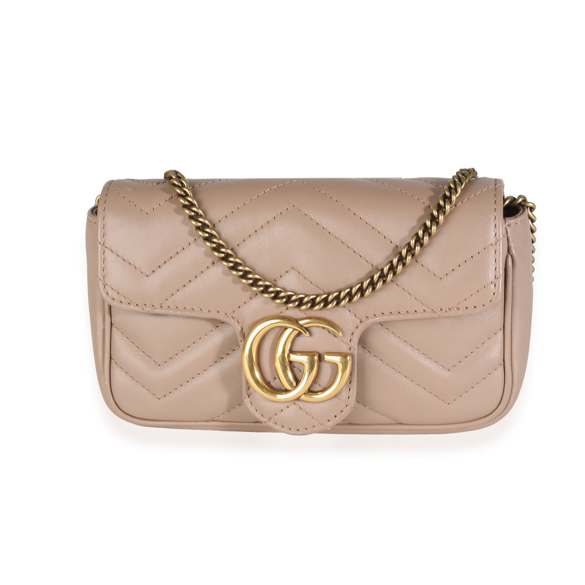 Porcelain Rose Calfskin Matelasse Super Mini GG Marmont Bag