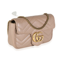 Porcelain Rose Calfskin Matelasse Super Mini GG Marmont Bag