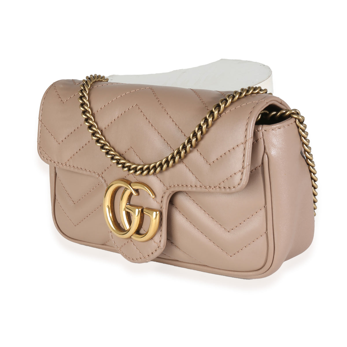 Porcelain Rose Calfskin Matelasse Super Mini GG Marmont Bag