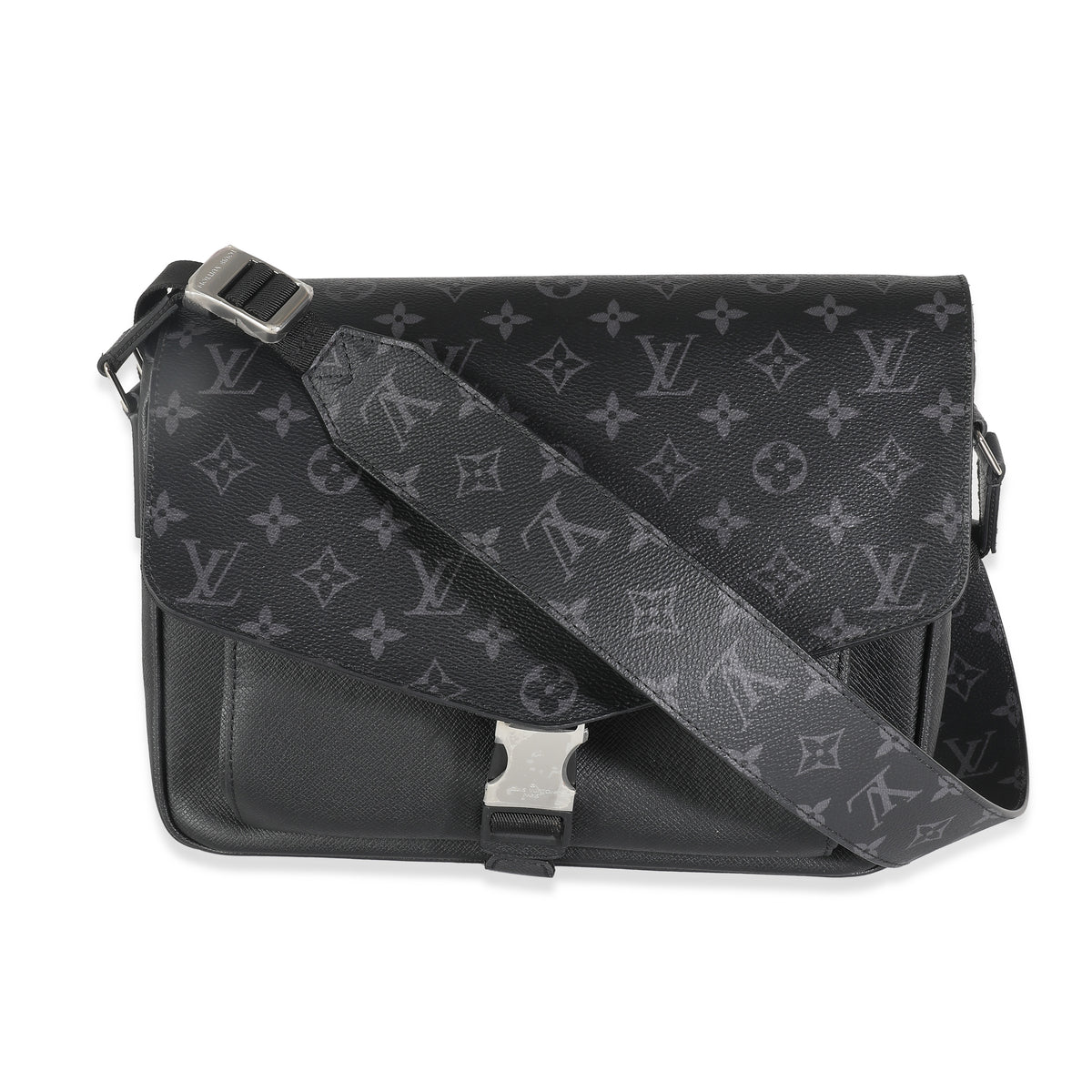 Black Taigarama Monogram Eclipse Outdoor Flap Messenger