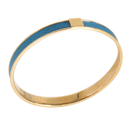 Kawaii Blue Leather Gold Plated Bracelet