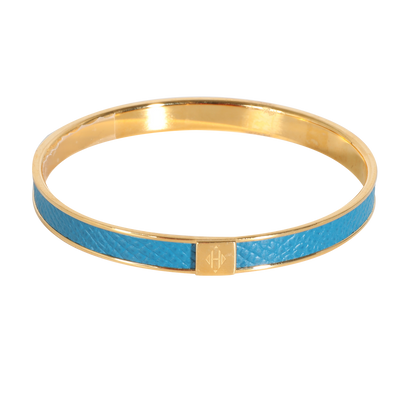 Kawaii Blue Leather Gold Plated Bracelet