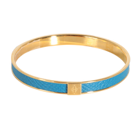 Kawaii Blue Leather Gold Plated Bracelet