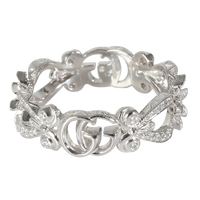 Gucci White Gold Diamond Flora GG Ring