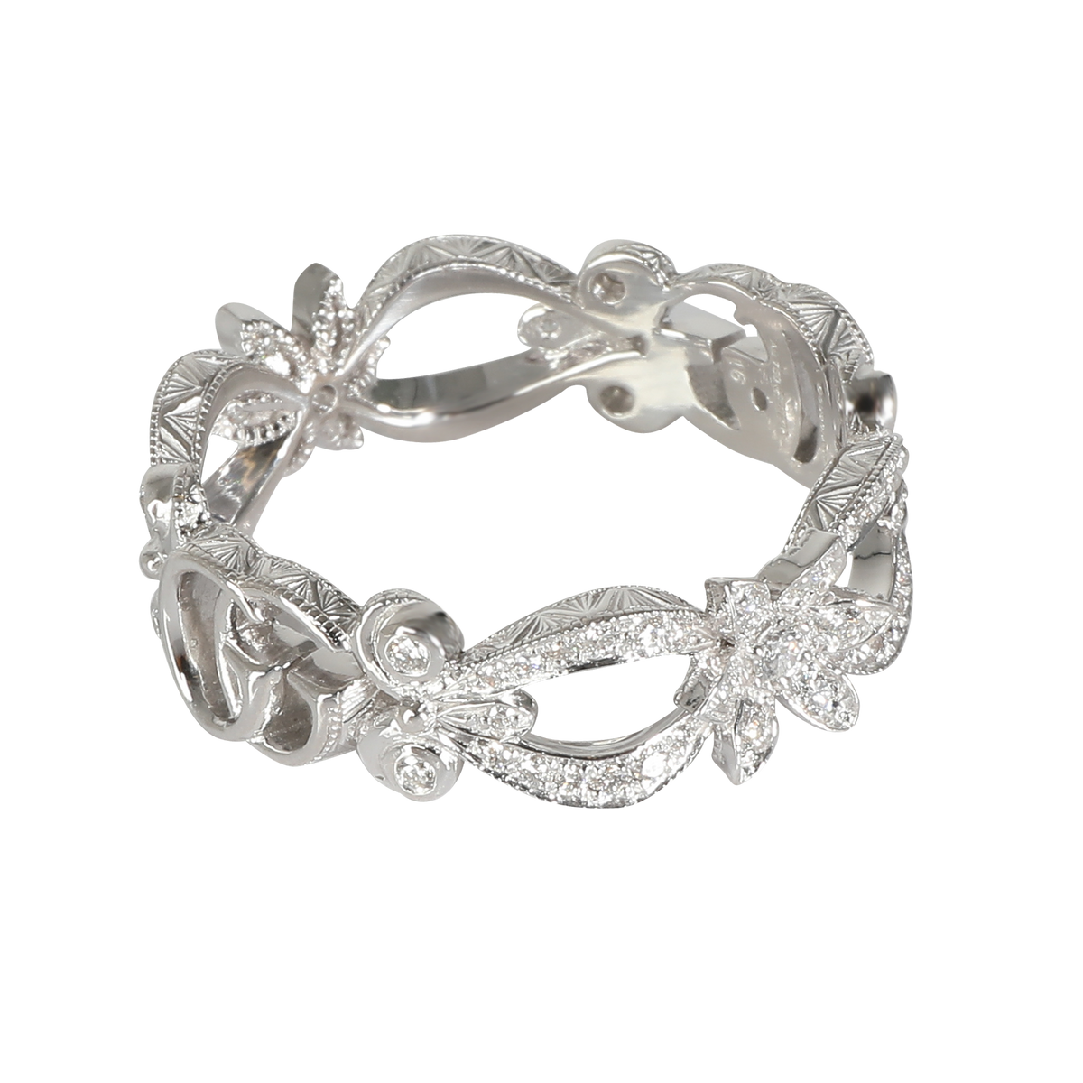 Gucci White Gold Diamond Flora GG Ring