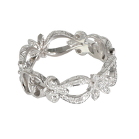 Gucci White Gold Diamond Flora GG Ring