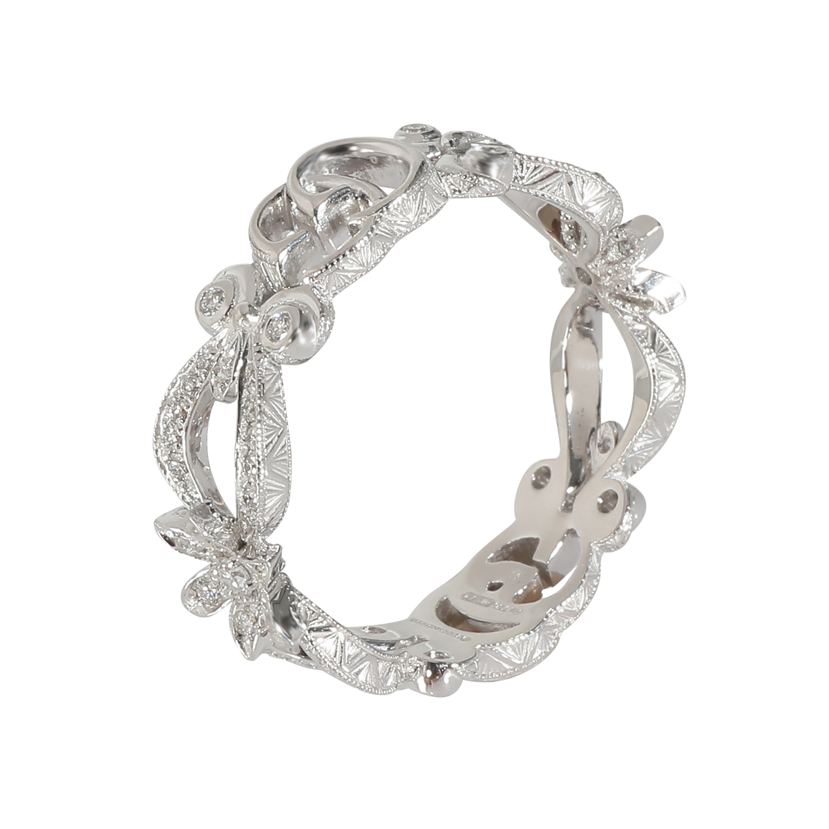 Gucci White Gold Diamond Flora GG Ring