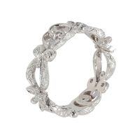 Gucci White Gold Diamond Flora GG Ring