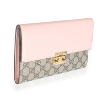 Pink Calfskin GG Supreme Canvas Padlock Clutch