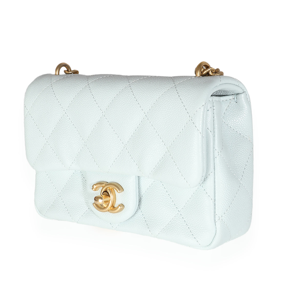 24P Blue Quilted Caviar Sweetheart Crush Mini Flap Bag