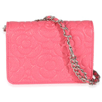 Pink Caviar Camellia Embossed Chain Belt Bag