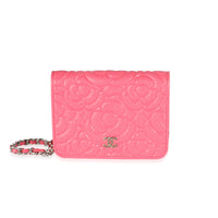 Pink Caviar Camellia Embossed Chain Belt Bag