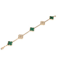 Alhambra Malachite Diamond Bracelet in 18kt Gold 0.96 CTW