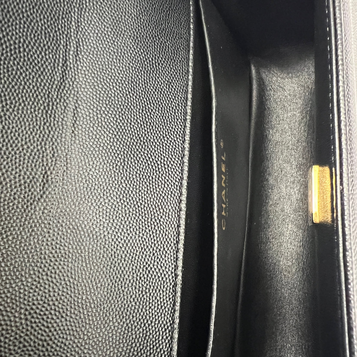 Black Quilted Caviar Medium Boy Handbag