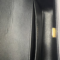 Black Quilted Caviar Medium Boy Handbag