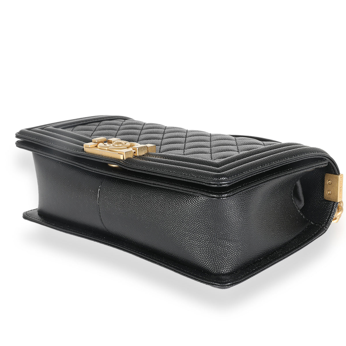 Black Quilted Caviar Medium Boy Handbag